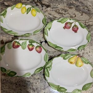 4 Vintage Vietri Majolica Fruit Plates Dessert Salad Plates San Marco Italy